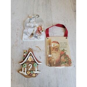 Vintage countdown xmas ornament gingerbread Santa Claus snowman set